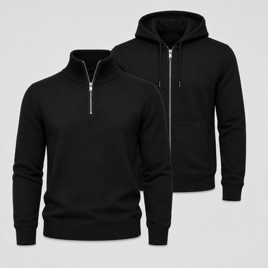 Premium Half-Zip Pullover + Winterjacke Set – Komfortabel und Modern