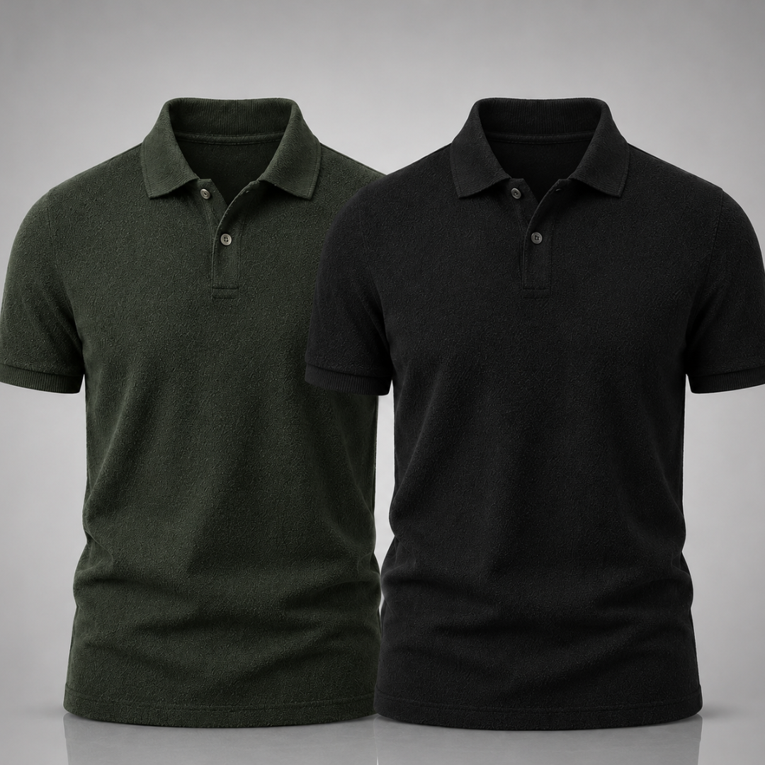 Set: 2 Textured Polo-Shirts – Elegant und Modern