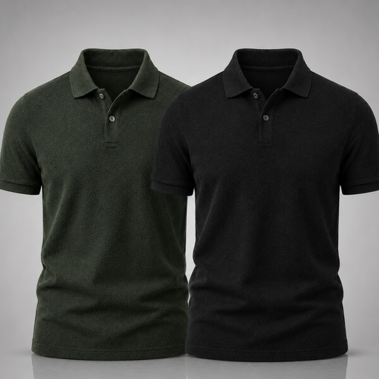 Set: 2 Textured Polo-Shirts – Elegant und Modern