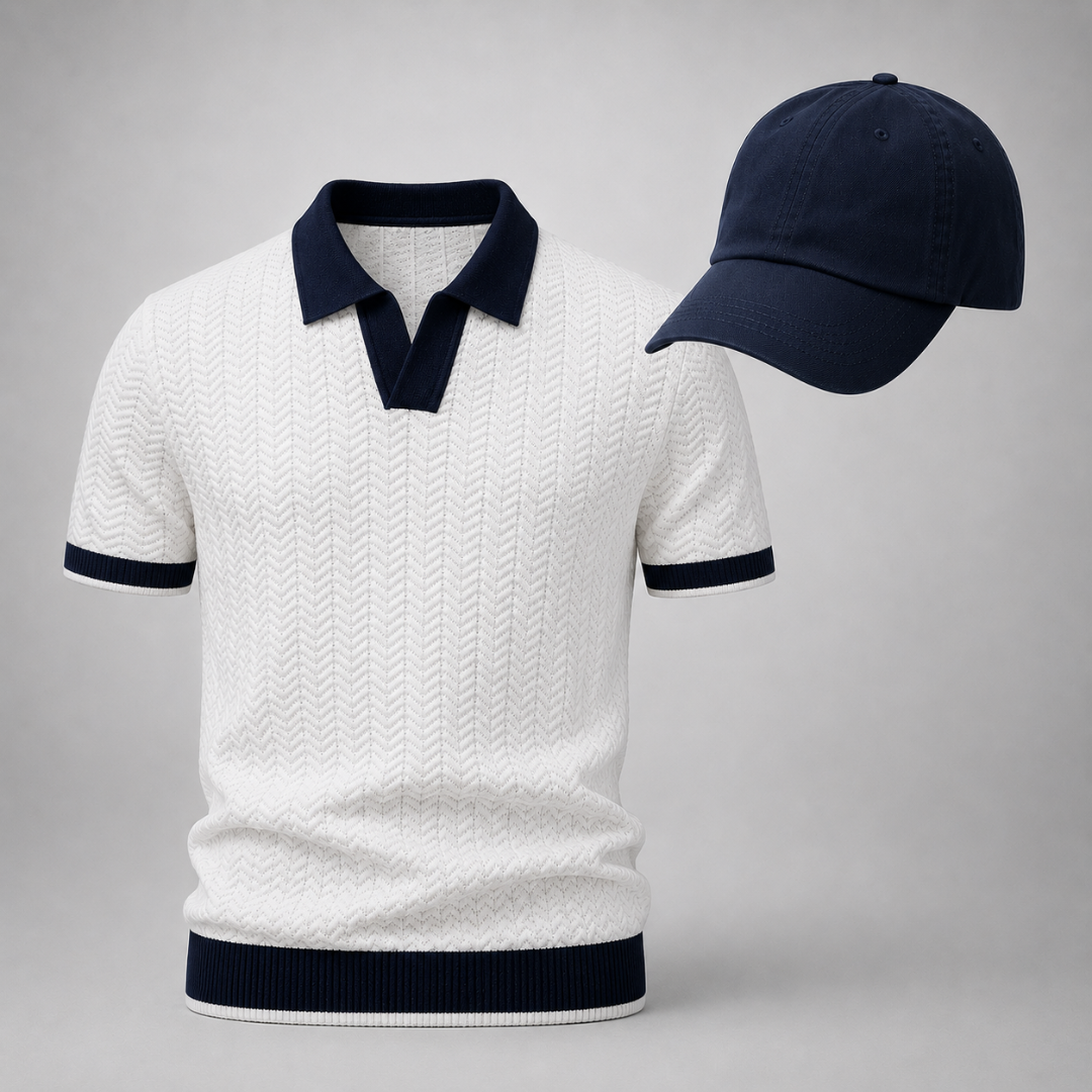 Texturierte Poloshirt & Cap für Herren