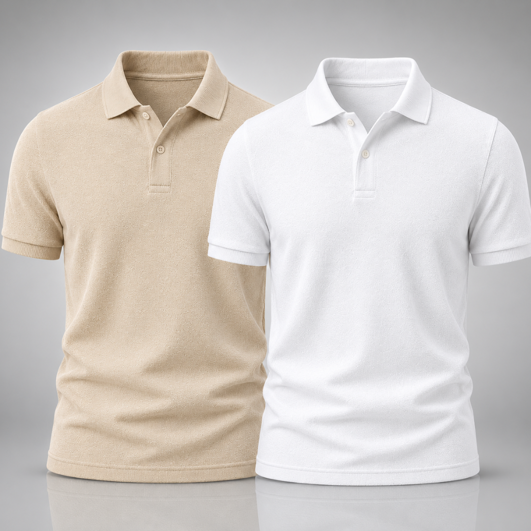 Set: 2 Textured Polo-Shirts – Elegant und Modern