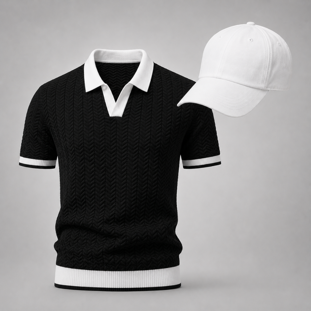 Texturierte Poloshirt & Cap für Herren