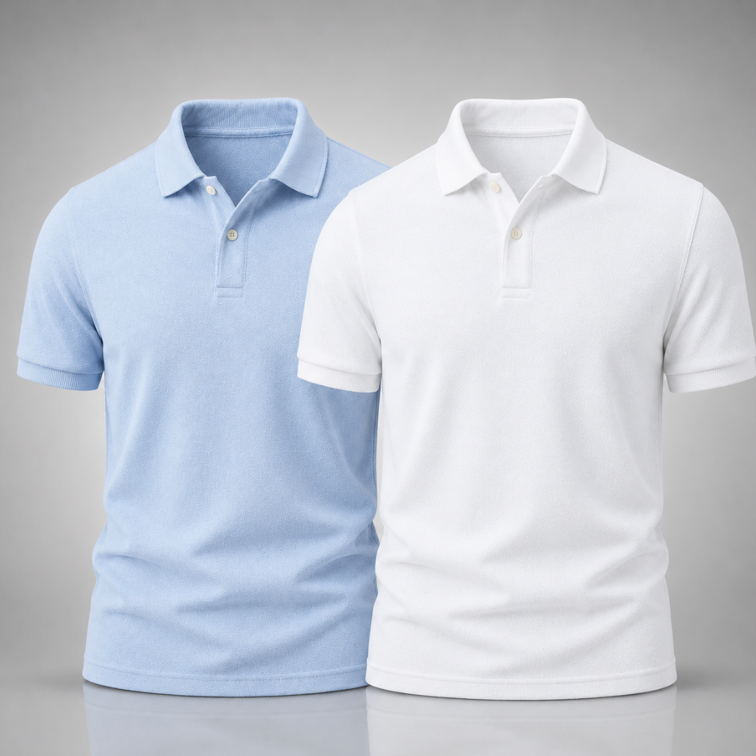 Set: 2 Textured Polo-Shirts – Elegant und Modern